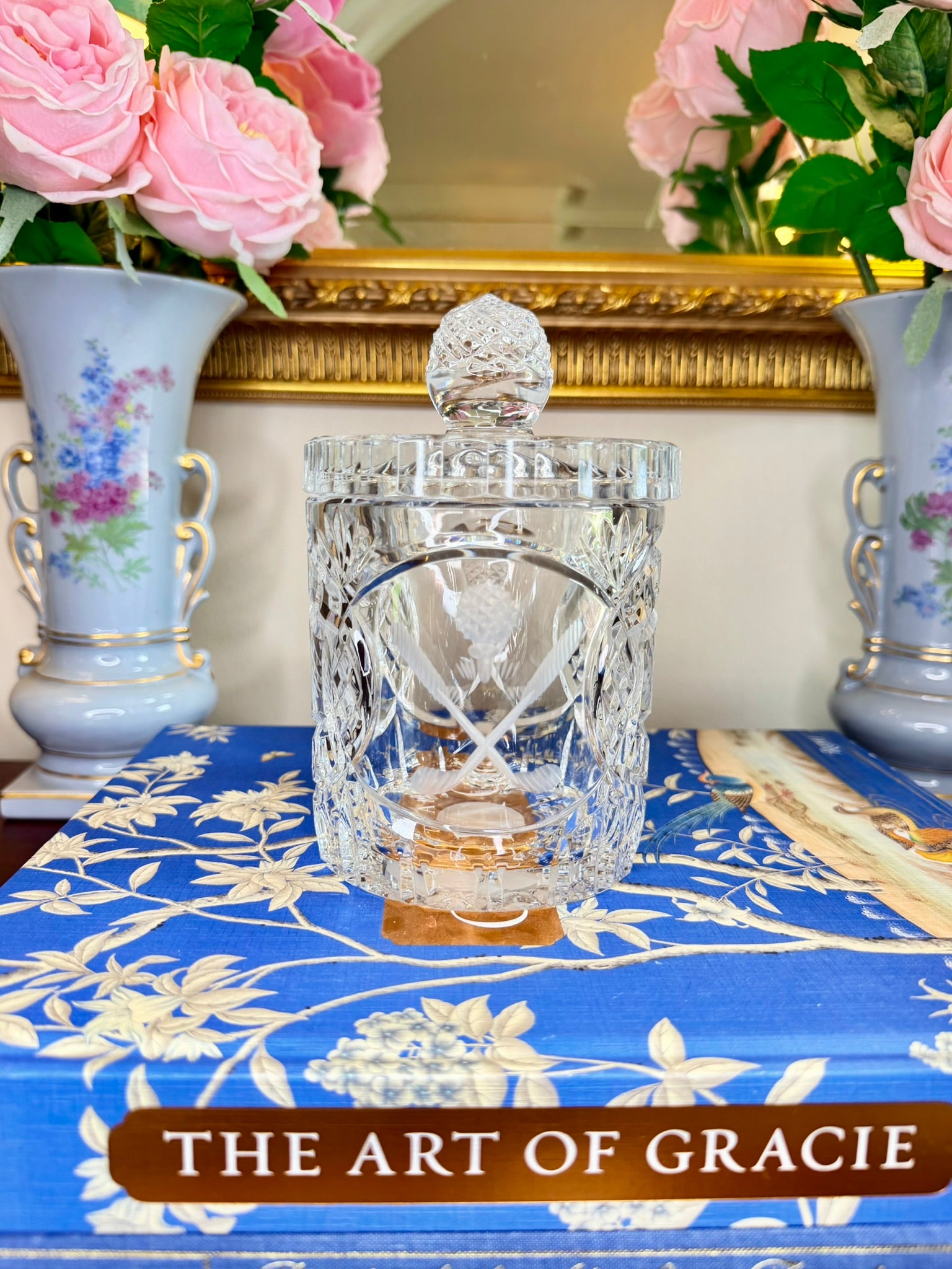 Vintage Golf Crystal Biscuit Jar
