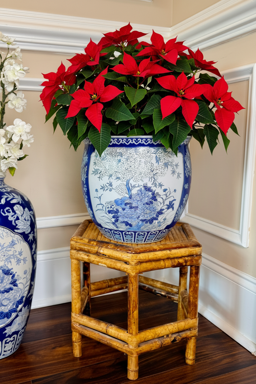Vintage Blue and White Cherry Blossom Planter