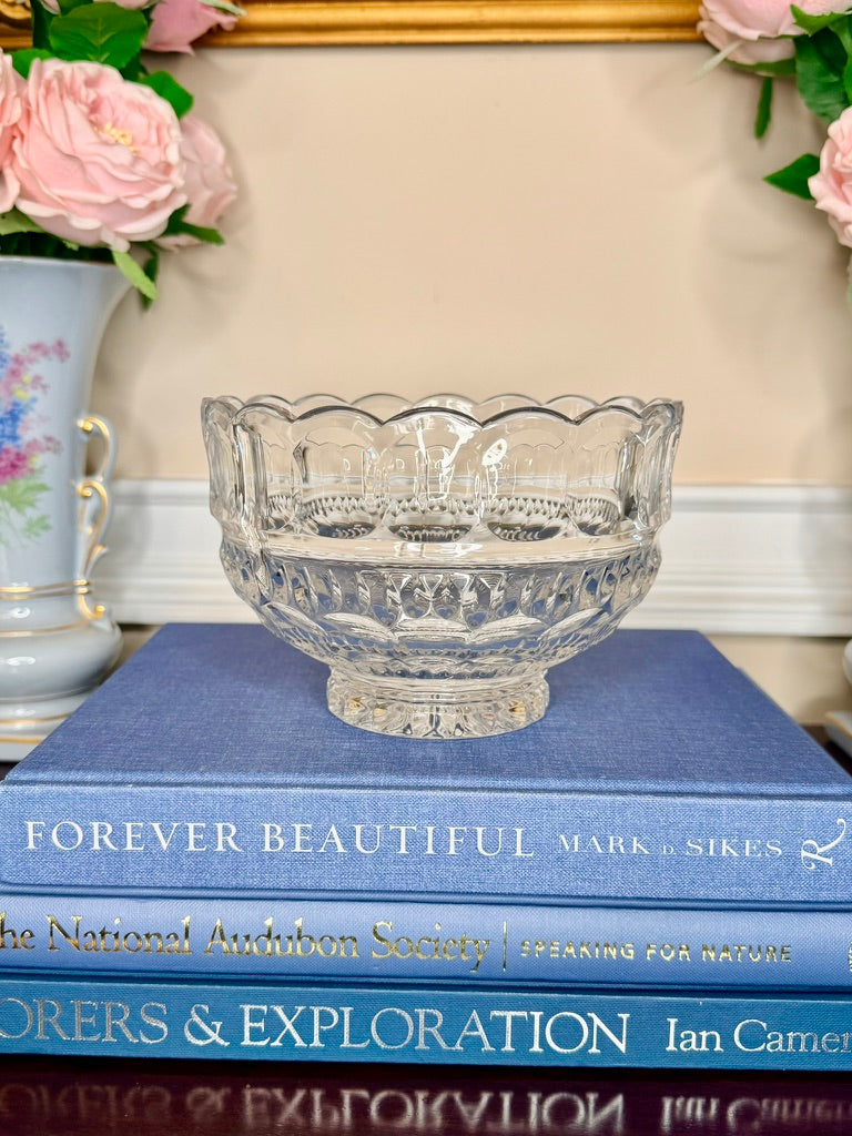 Vintage Scalloped Pedestal Lidded Bowl