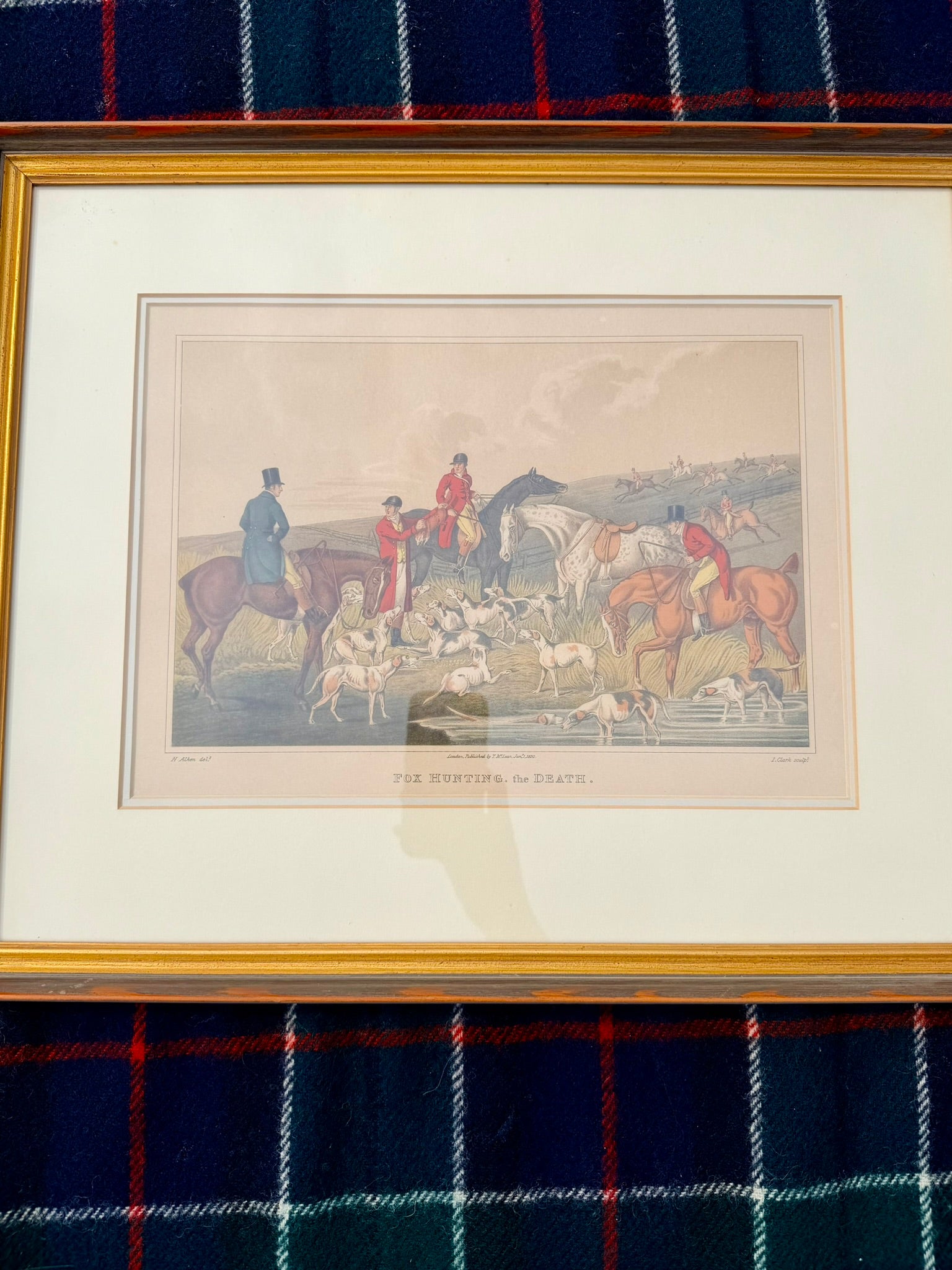 Pair of Antique 1820 Henry Alken Fox Hunting Hand Colored Engravings