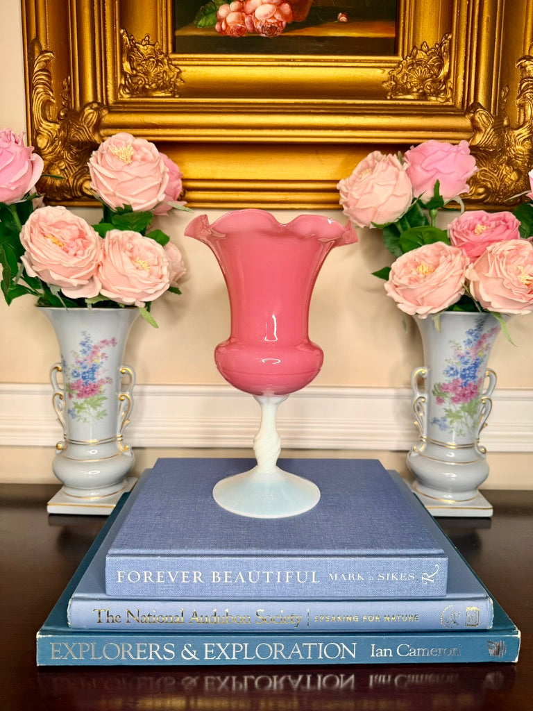 Antique French Pink Opaline Tulip Vase