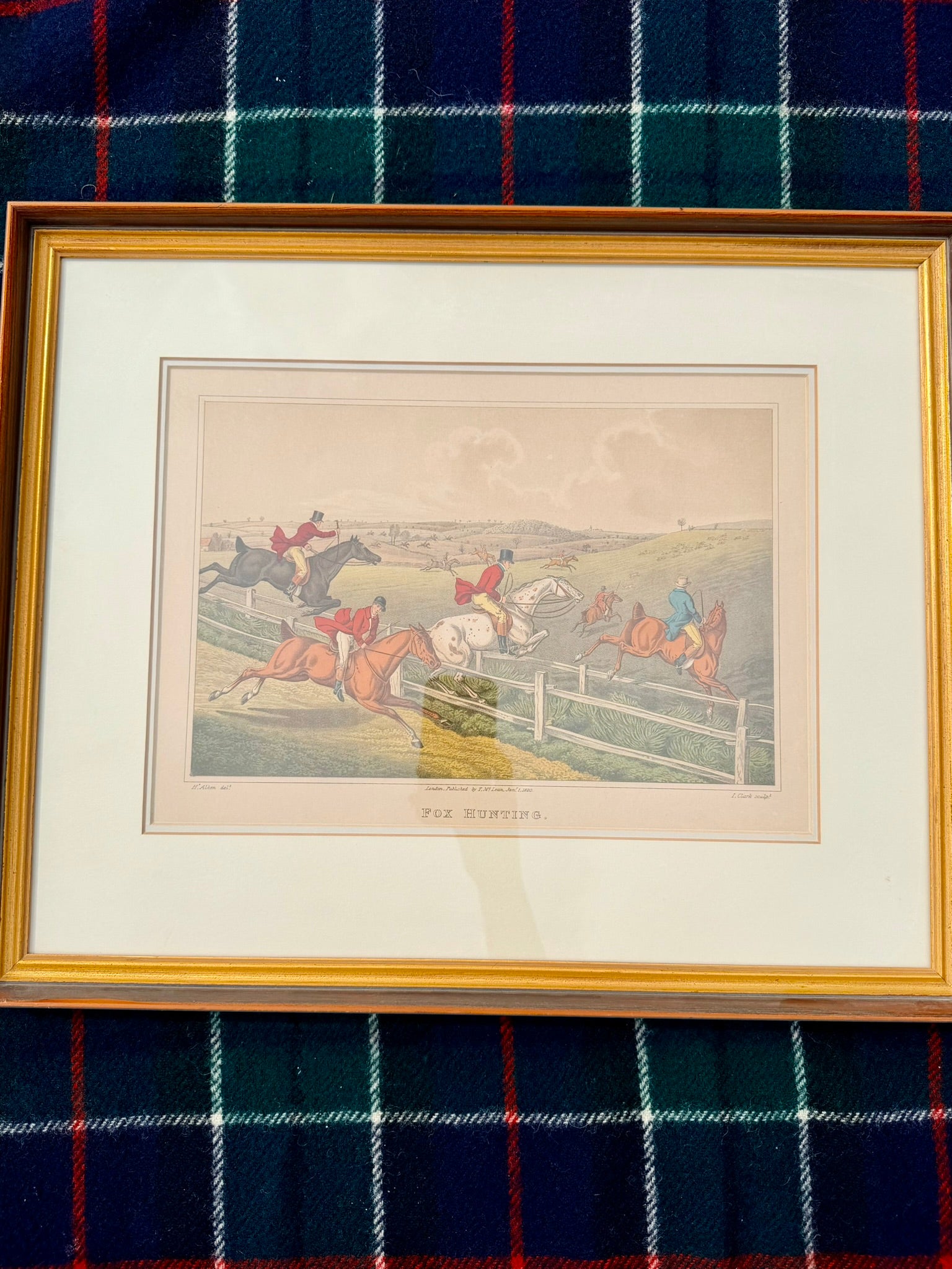 Pair of Antique 1820 Henry Alken Fox Hunting Hand Colored Engravings