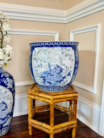 Vintage Blue and White Cherry Blossom Planter