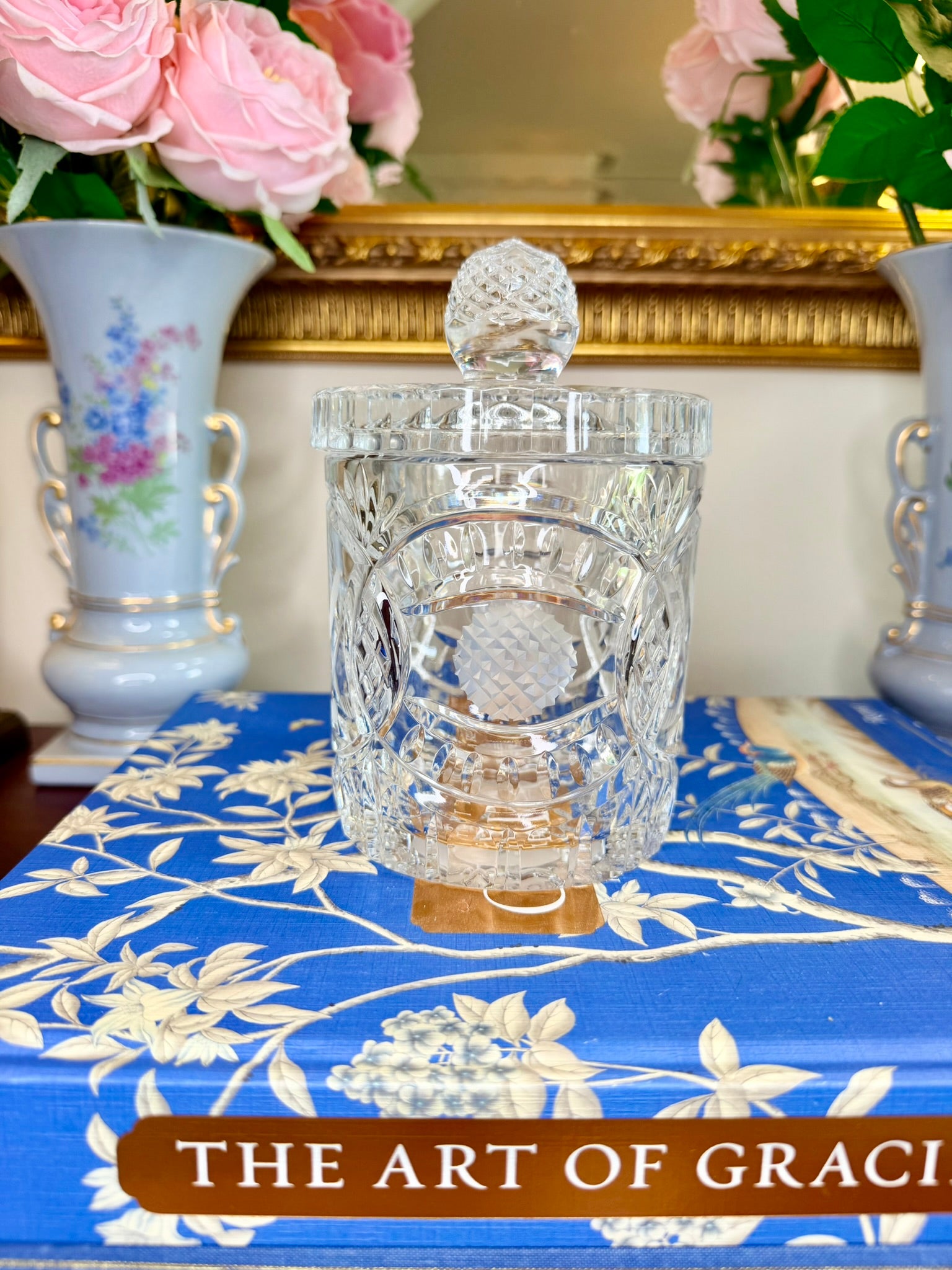 Vintage Golf Crystal Biscuit Jar