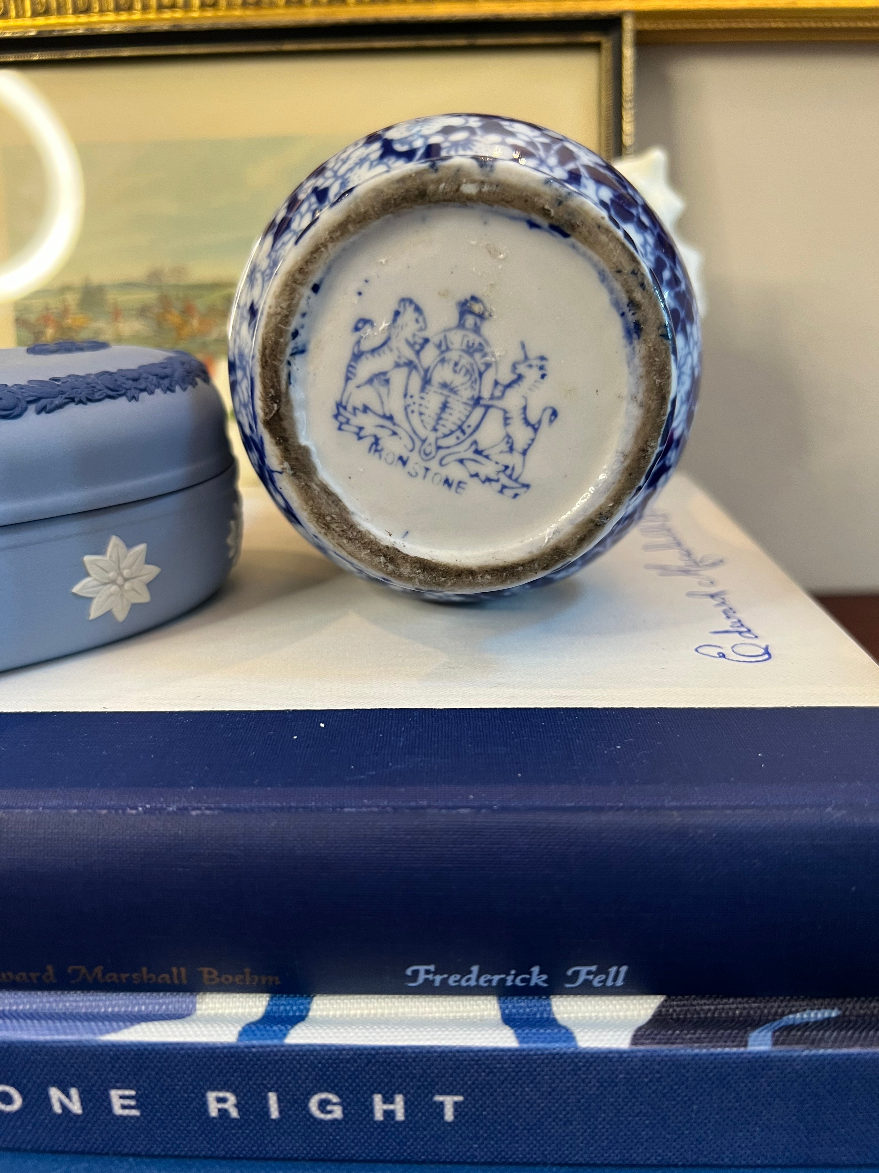 Vintage Ironstone Cherry Blossom - Blue & White Small Pitcher Vase